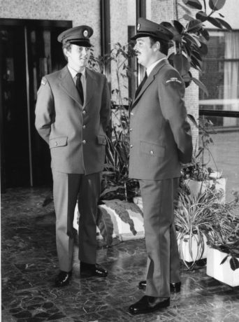 New uniforms modelled in our Waterloo headquarters in nineteen seventy two