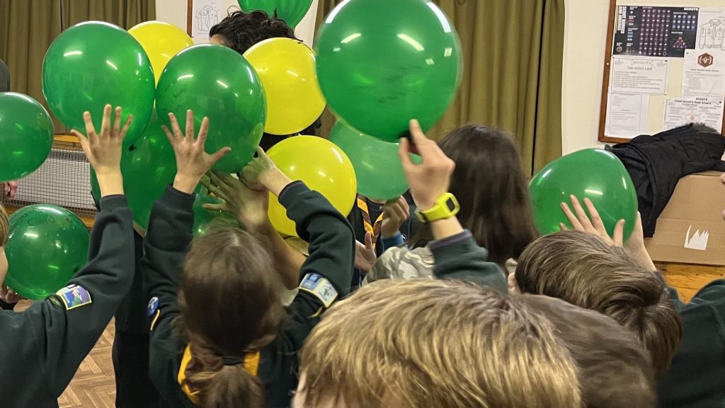 Scouts completing LAS Charity Challenge badge tasks