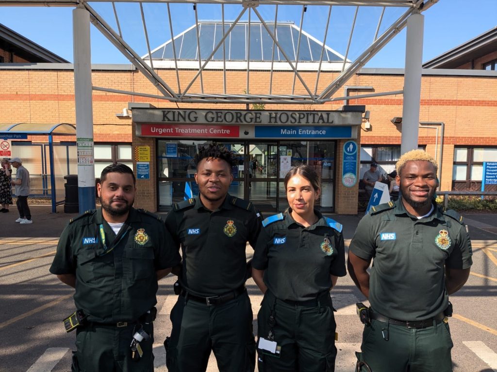 LAS paramedics outside King George Hospital