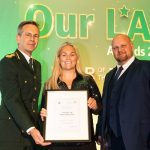 Chief Executive Daniel Elkeles with CEO Commendation winners Emma Redman Wray and Scott Ogles at 'Our LAS Awards'