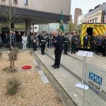 LAS Chair Andy Trotter laying a wreath on Remembrance Day