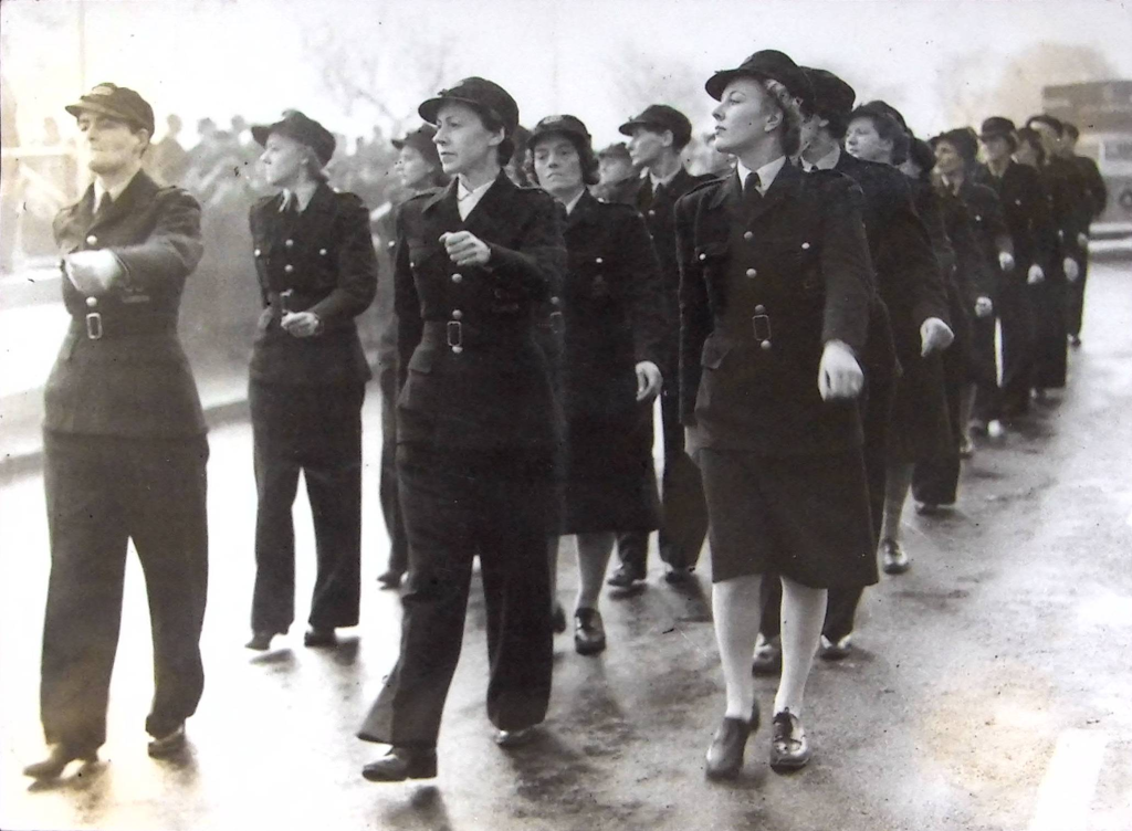 Women parading in London as part of the London Auxiliary Ambulance Service 