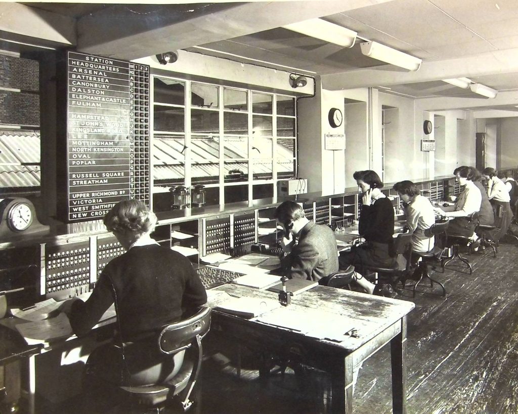 The London Ambulance Service control room in 1967, at the Waterloo Headquarters.